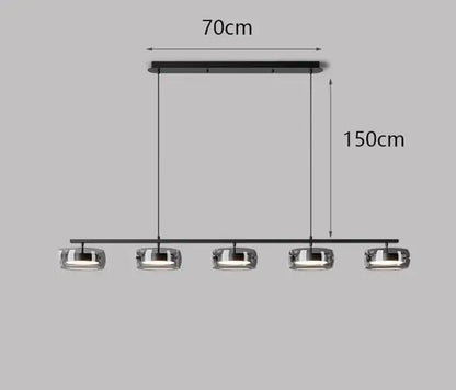 Modern black and chrome pendant lamp dining room five glass shades