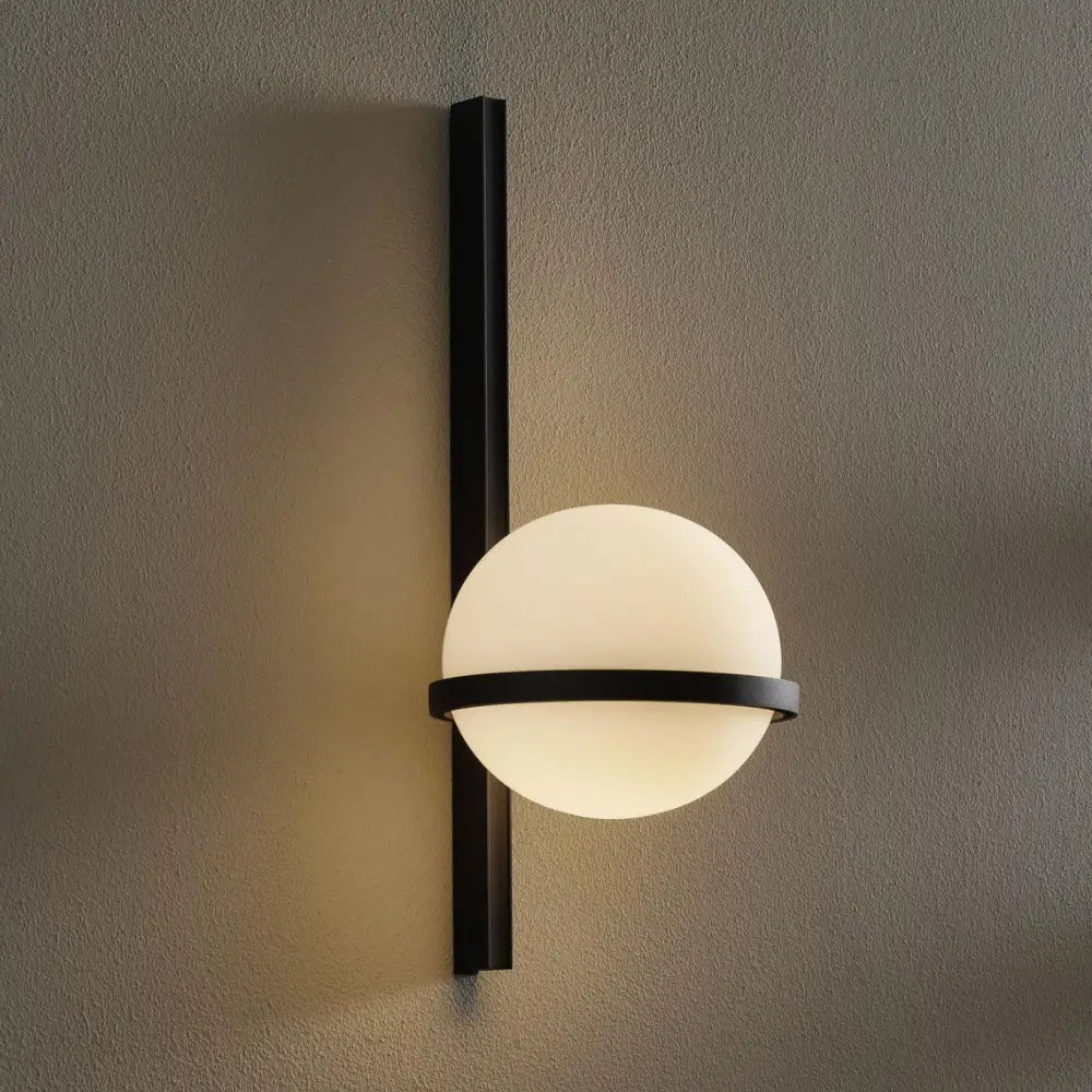 Modern black nordic planter light sconce with glass globes bedroom