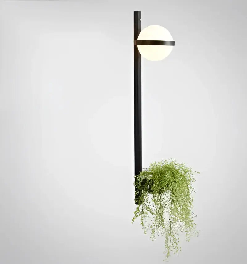 Modern black nordic planter light sconce with glass globes bedroom