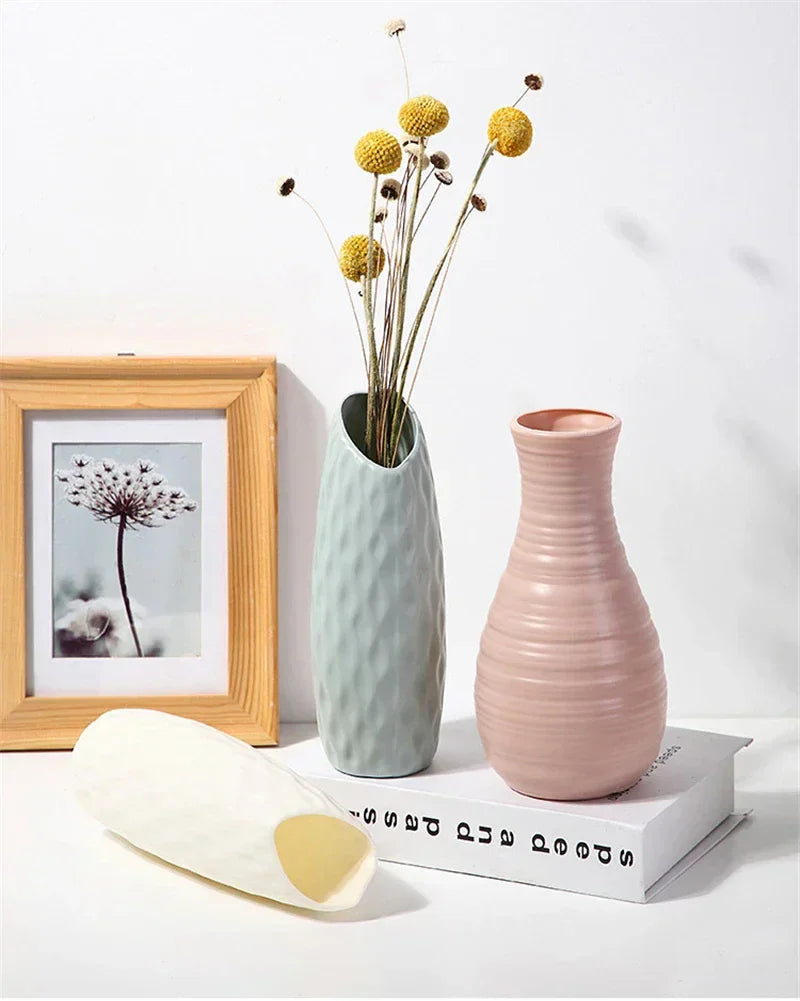 DecorBites™ Nordic Plastic Vase for Modern Home Decor