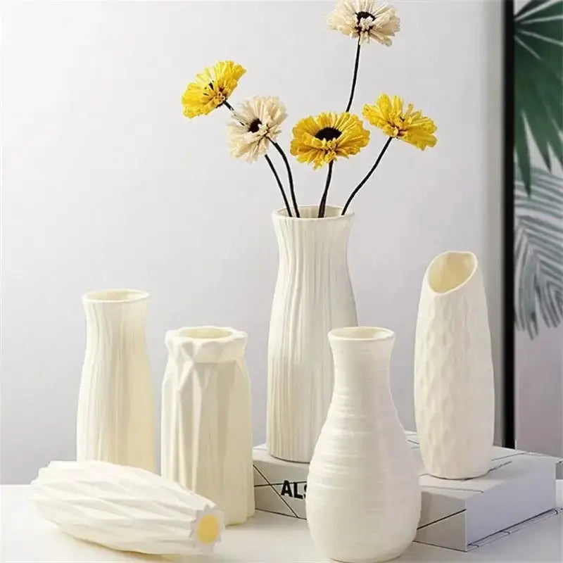 Geometric white nordic plastic vase living room floral decor