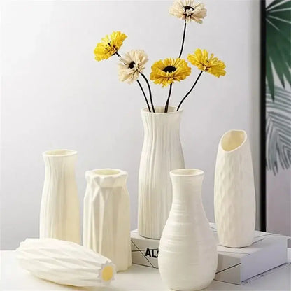 Geometric white nordic plastic vase living room floral decor