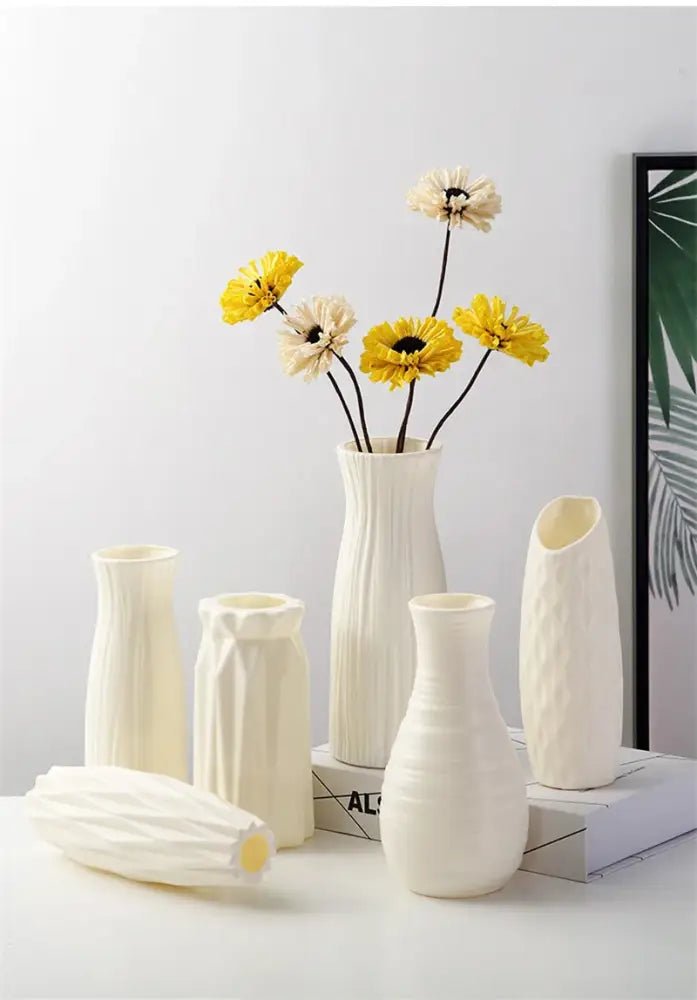 Geometric white nordic plastic vase living room floral decor