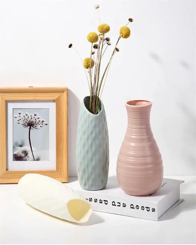 Geometric white nordic plastic vase living room floral decor