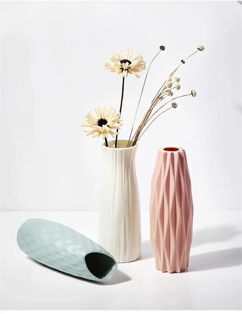 Geometric white nordic plastic vase living room floral decor
