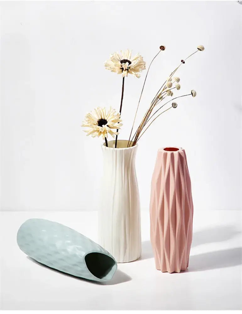Geometric white nordic plastic vase living room floral decor