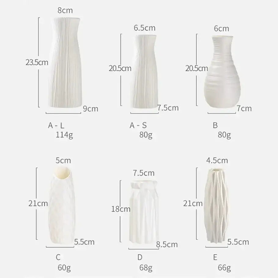 Geometric white nordic plastic vase living room floral decor