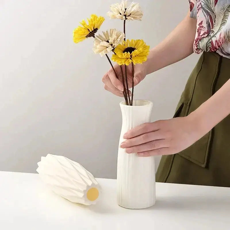 Geometric white nordic plastic vase living room floral decor