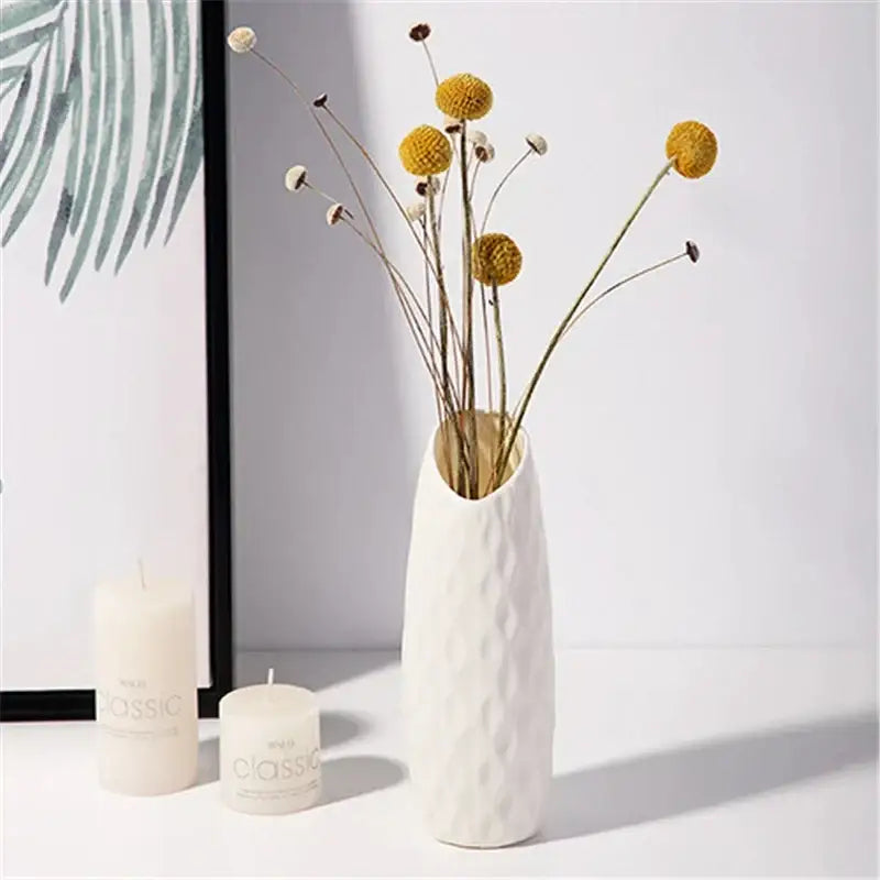 Geometric white nordic plastic vase living room floral decor