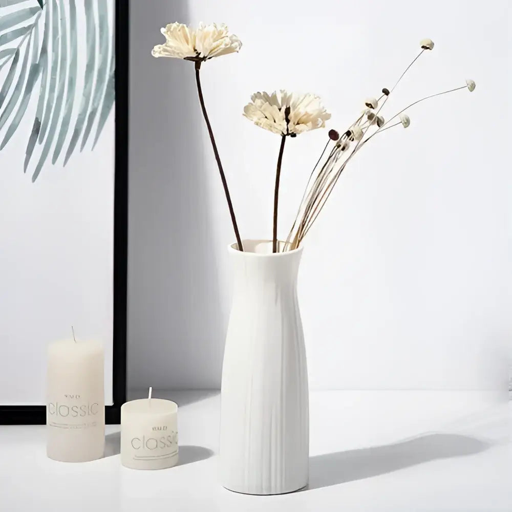 Geometric white nordic plastic vase living room floral decor