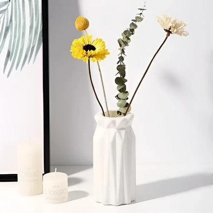 Geometric white nordic plastic vase living room floral decor