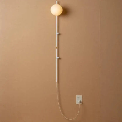 Minimalist white globe plug in wall lamp sconce – bedroom light