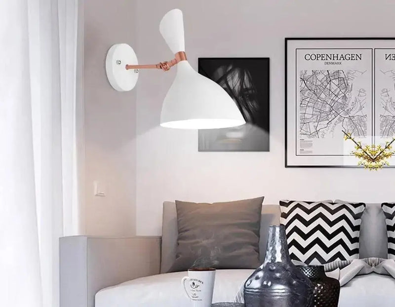 White and copper articulated wall sconce bedroom easy installation