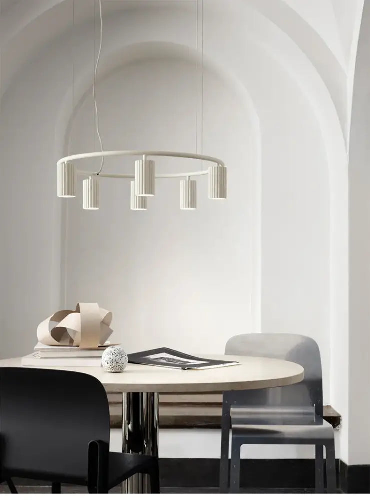 Modern natural wood donna circle chandelier for dining room kitchen