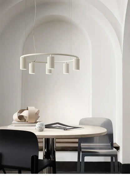 Modern natural wood donna circle chandelier for dining room kitchen