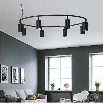 Modern natural wood donna circle chandelier for dining room kitchen