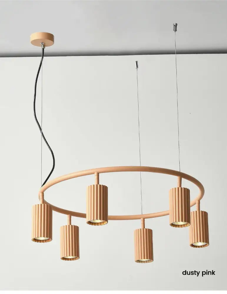 Modern natural wood donna circle chandelier for dining room kitchen