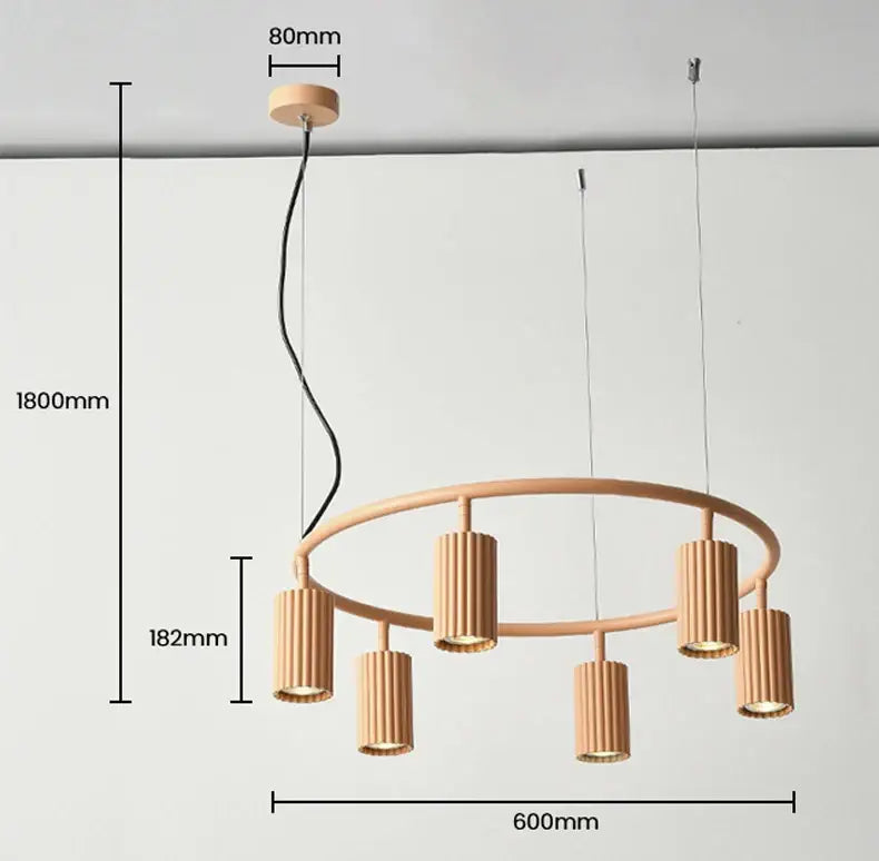 Modern natural wood donna circle chandelier for dining room kitchen