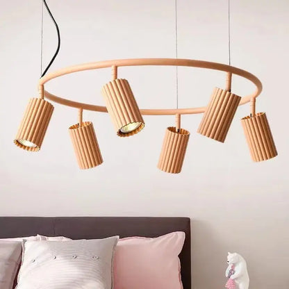 Modern natural wood donna circle chandelier for dining room kitchen