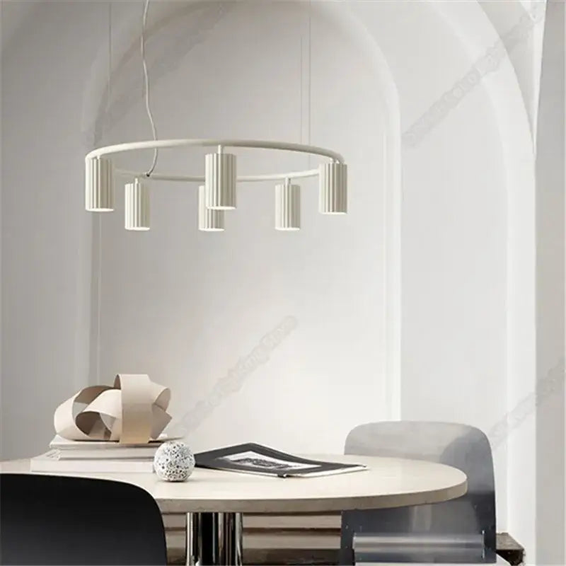 Modern natural wood donna circle chandelier for dining room kitchen