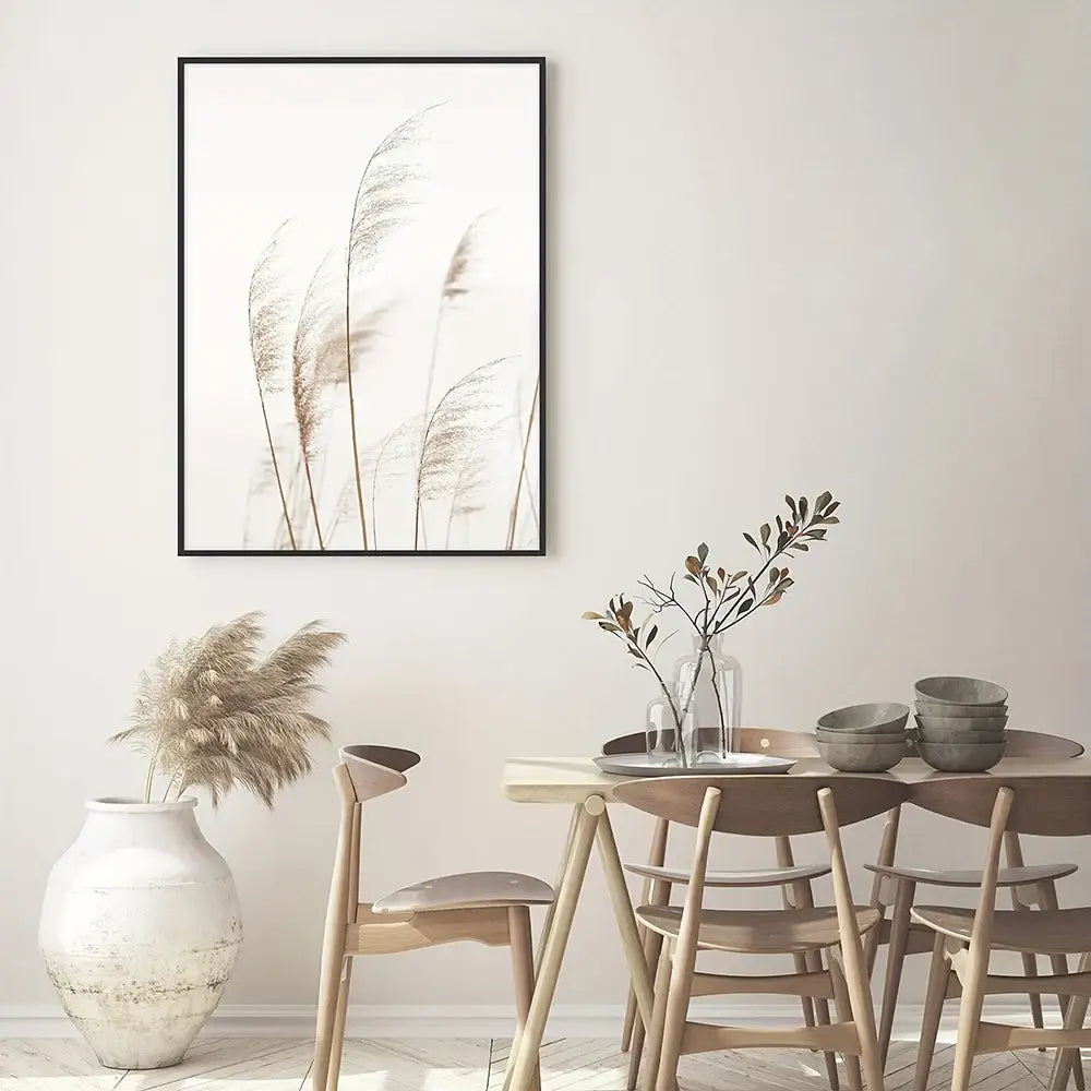 Beige framed seascape canvas wall art set for living room coastal decor