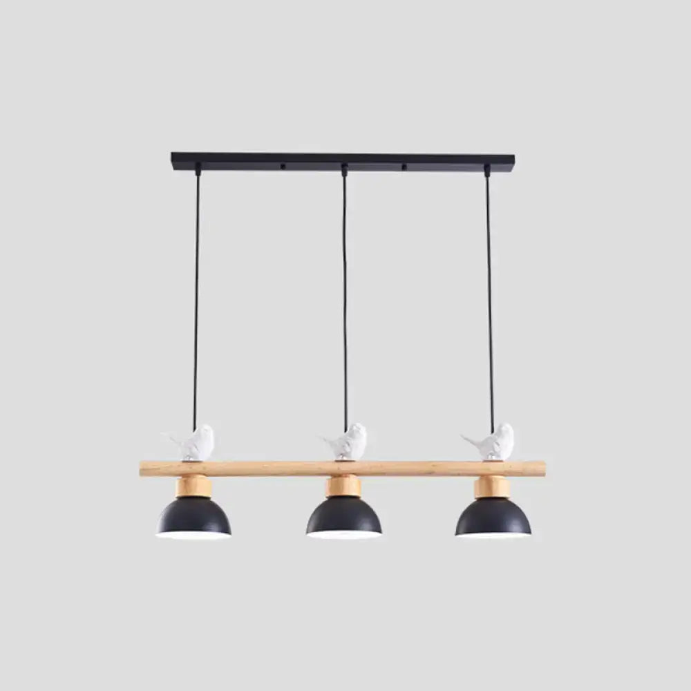 Nordic black & white 3-light wood pendant kitchen e26 e27 bulb base