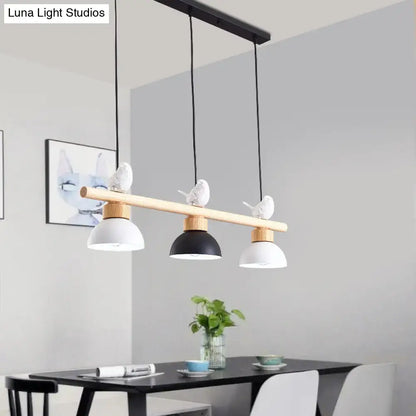 Nordic black & white 3-light wood pendant kitchen e26 e27 bulb base