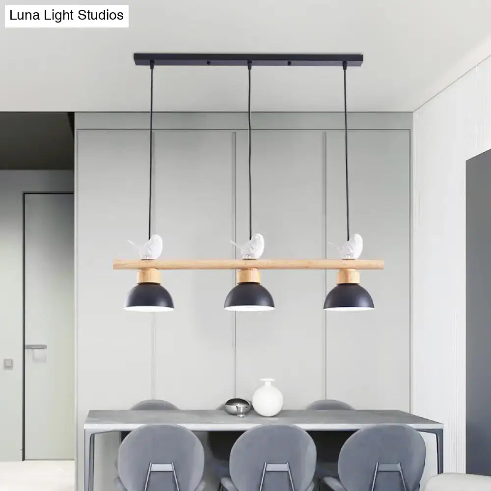 Nordic black & white 3-light wood pendant kitchen e26 e27 bulb base