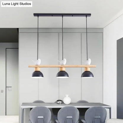 Nordic black & white 3-light wood pendant kitchen e26 e27 bulb base