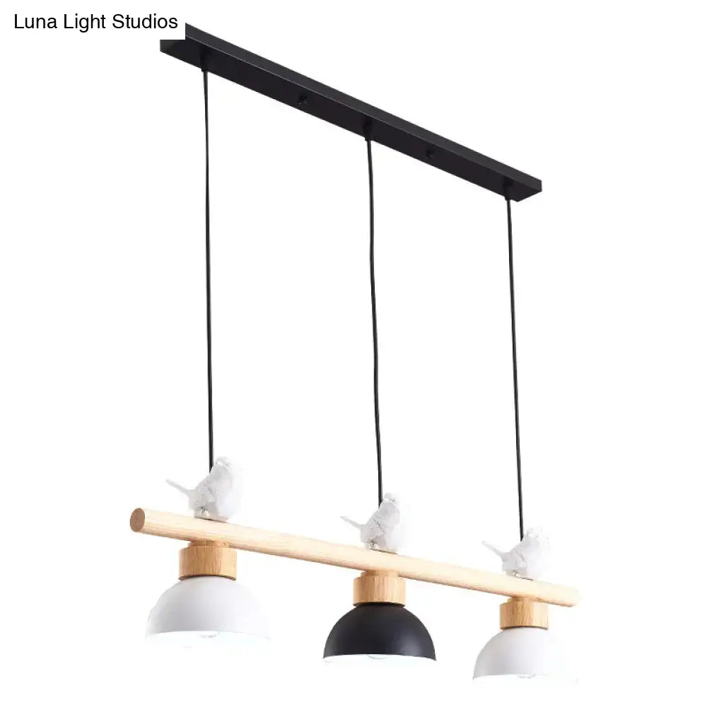 Nordic black & white 3-light wood pendant kitchen e26 e27 bulb base