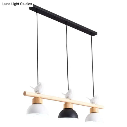Nordic black & white 3-light wood pendant kitchen e26 e27 bulb base