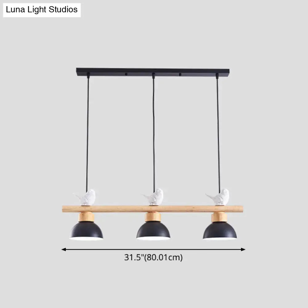 Nordic black & white 3-light wood pendant kitchen e26 e27 bulb base