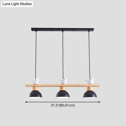 Nordic black & white 3-light wood pendant kitchen e26 e27 bulb base