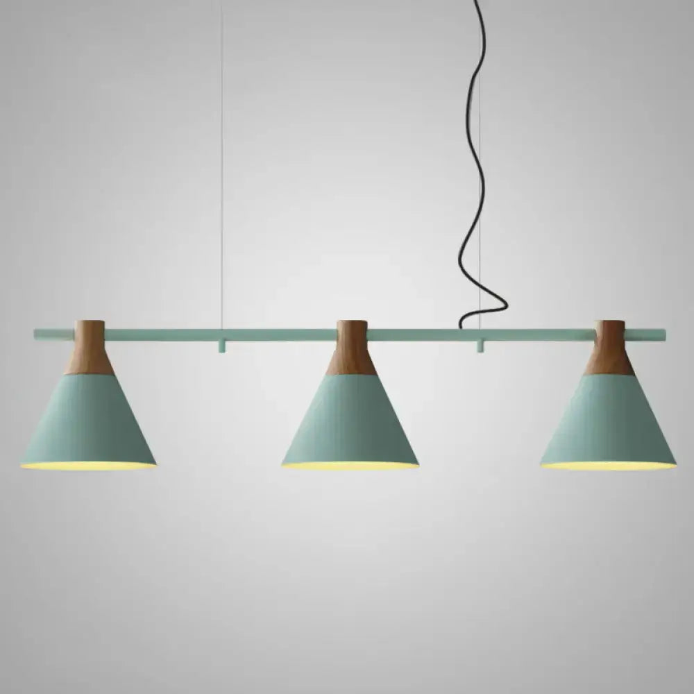 Nordic style black and wood conical metal pendant light dining room