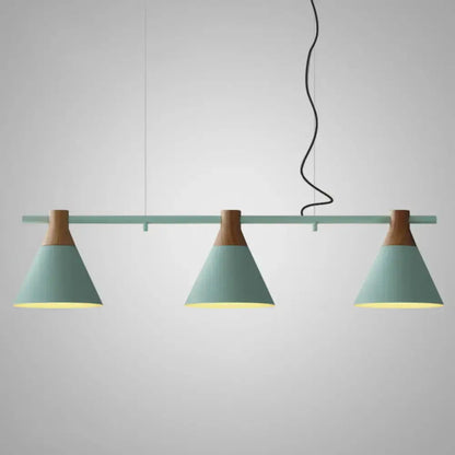 Nordic style black and wood conical metal pendant light dining room