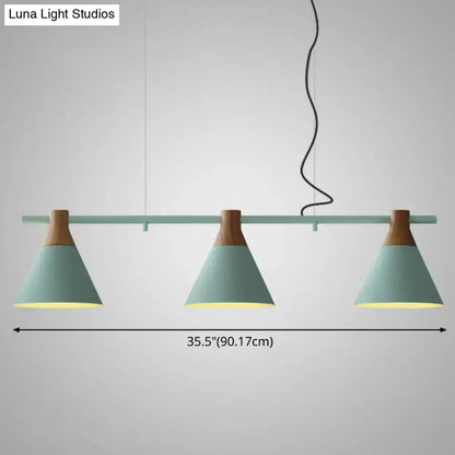 Nordic style black and wood conical metal pendant light dining room