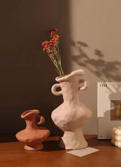 Nordic style ceramic flower pot set white living room vases