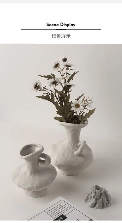 Nordic style ceramic flower pot set white living room vases