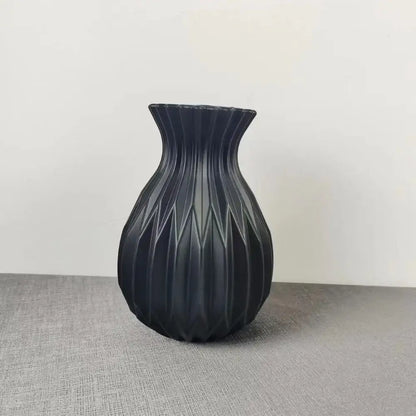 Geometric ribbed multi color ceramic flower vase living room set