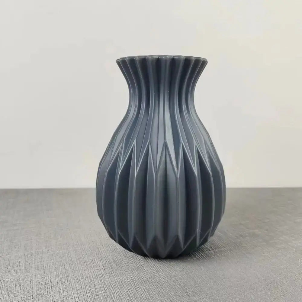 Geometric ribbed multi color ceramic flower vase living room set