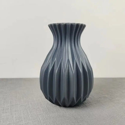 Geometric ribbed multi color ceramic flower vase living room set
