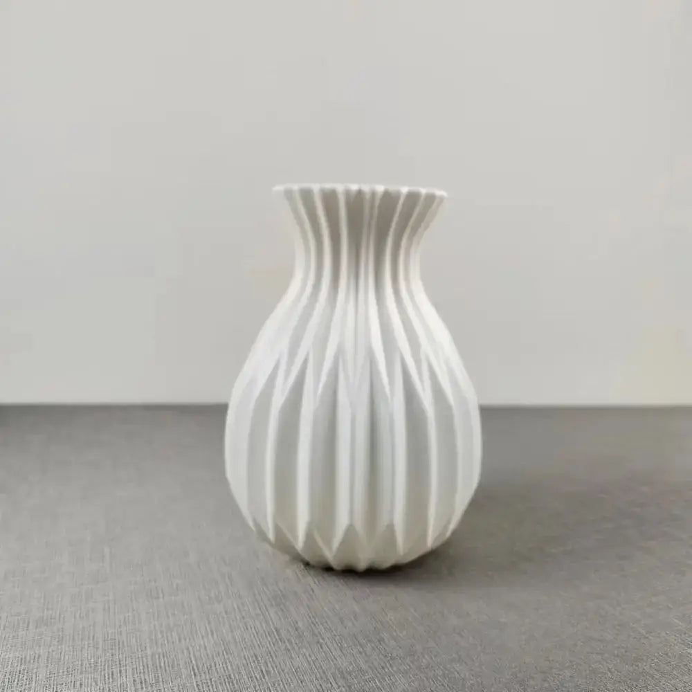 Geometric ribbed multi color ceramic flower vase living room set