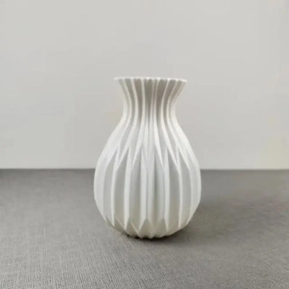 Geometric ribbed multi color ceramic flower vase living room set
