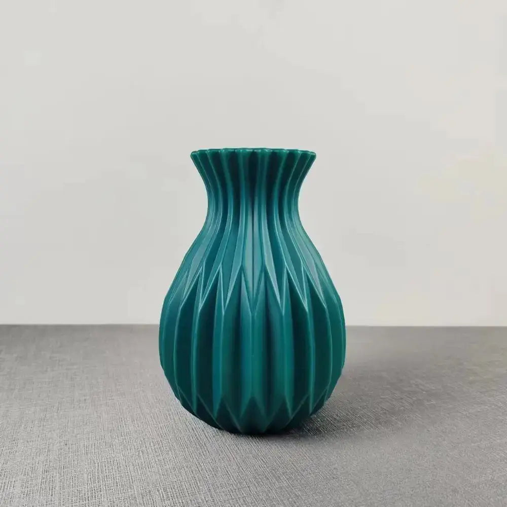 Geometric ribbed multi color ceramic flower vase living room set