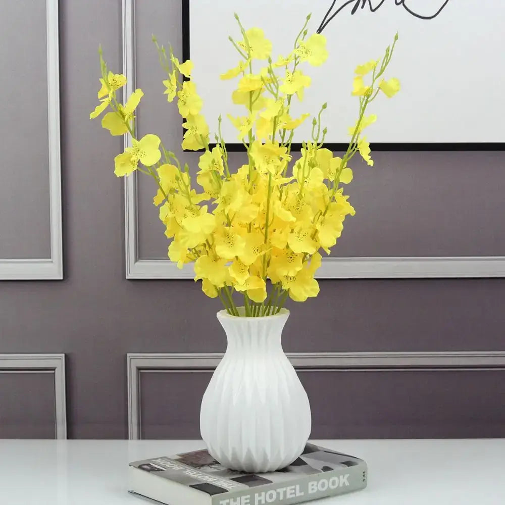 Geometric ribbed multi color ceramic flower vase living room set