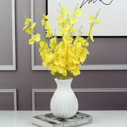 Geometric ribbed multi color ceramic flower vase living room set