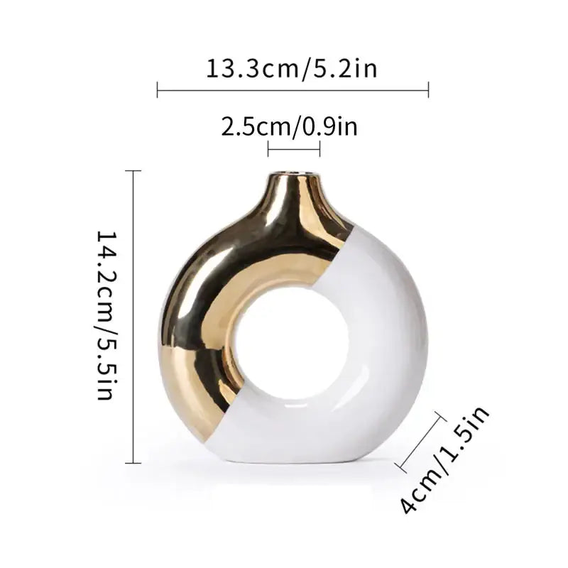 Nordic style circle vase black & gold ceramic living room decor