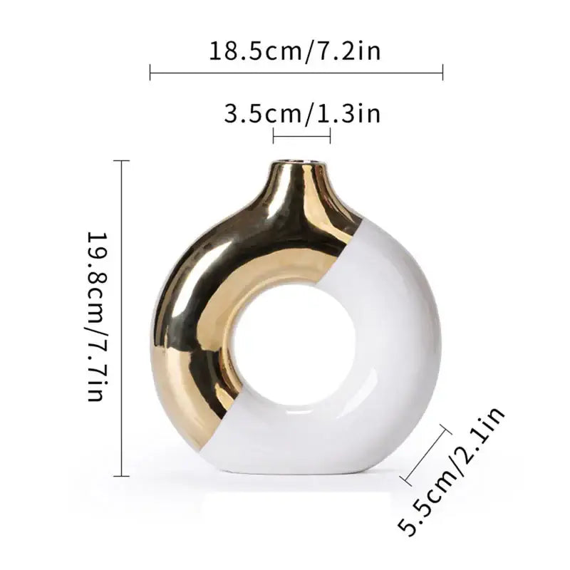 Nordic style circle vase black & gold ceramic living room decor