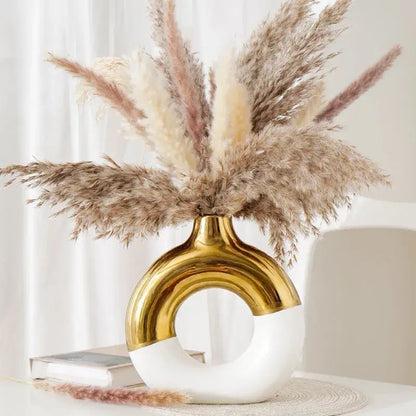 Nordic style circle vase black & gold ceramic living room decor