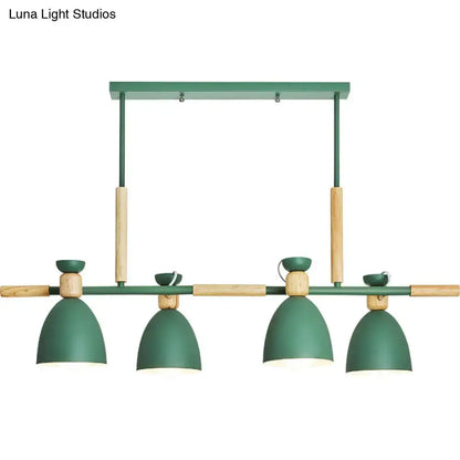 Modern gray and wood linear pendant island light kitchen fixture